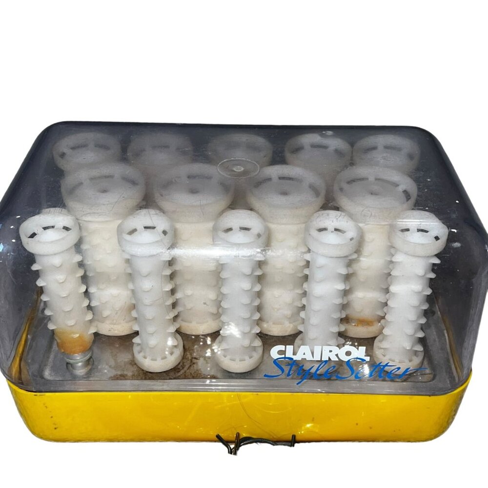 Clairol C-14 Hot Setter Denmark Vintage Hot Rollers Curlers Wax core with Clips